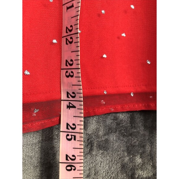 Victoria Jones Red Blouse Sheer Sleeve Sliver Sparkle Size Women’s Large - Picture 6 of 8